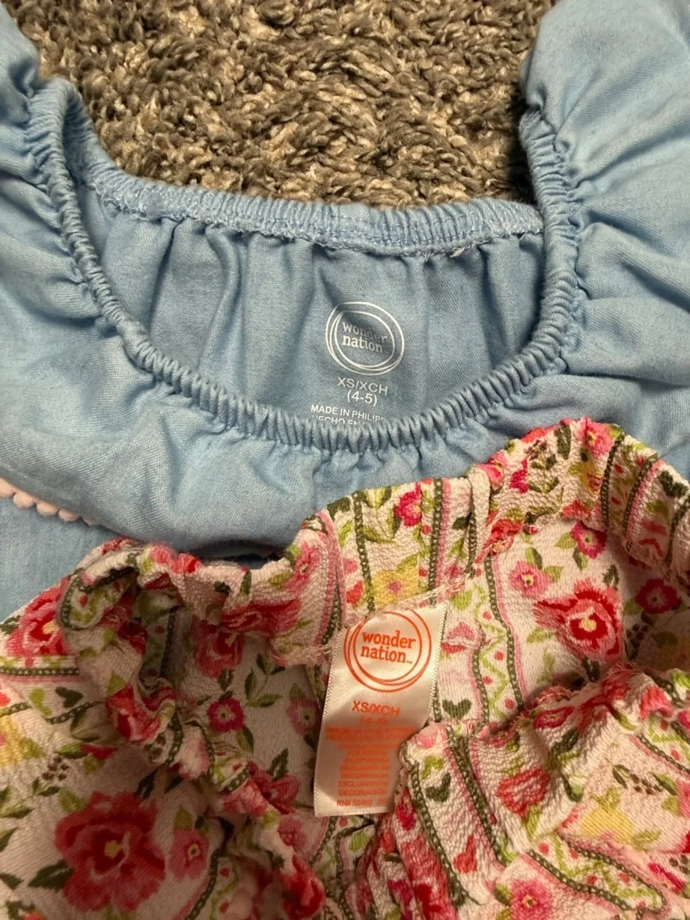 wonder nation Blue Top with Pink Floral Shorts Set